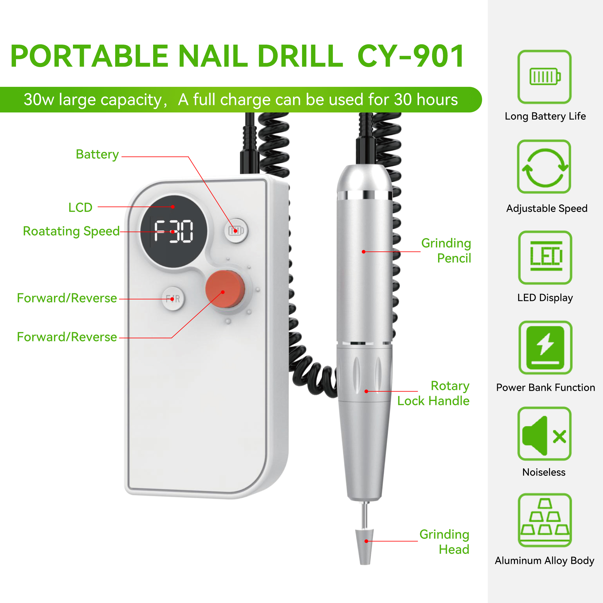Best Nail Drill Machine 30000RPM Portable Nail Efile