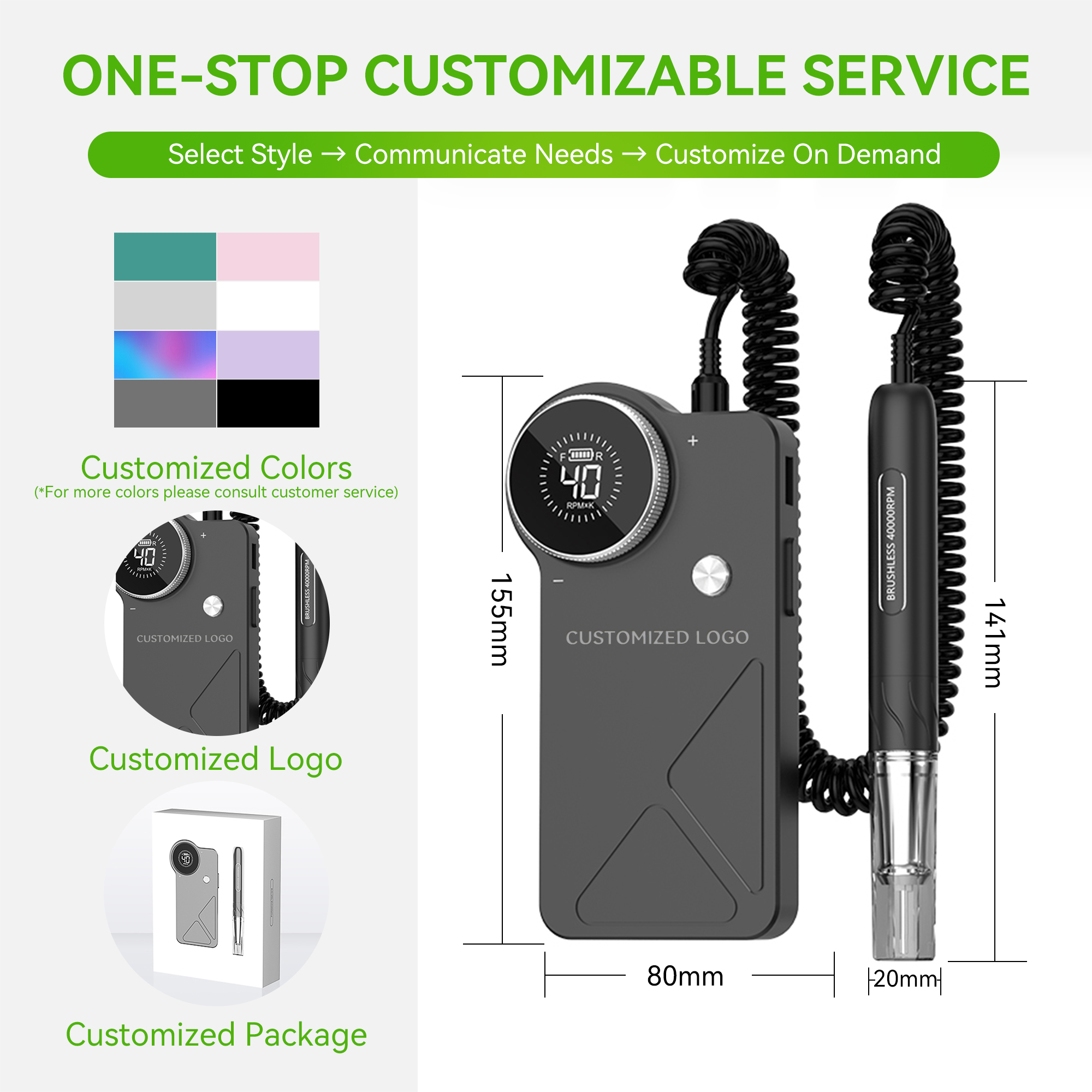Nail Drill Machine Professional 40000rpm Rechargeable Portable Custom Logo Strong Efile Manicure Pedicure Brushless Nail Drill