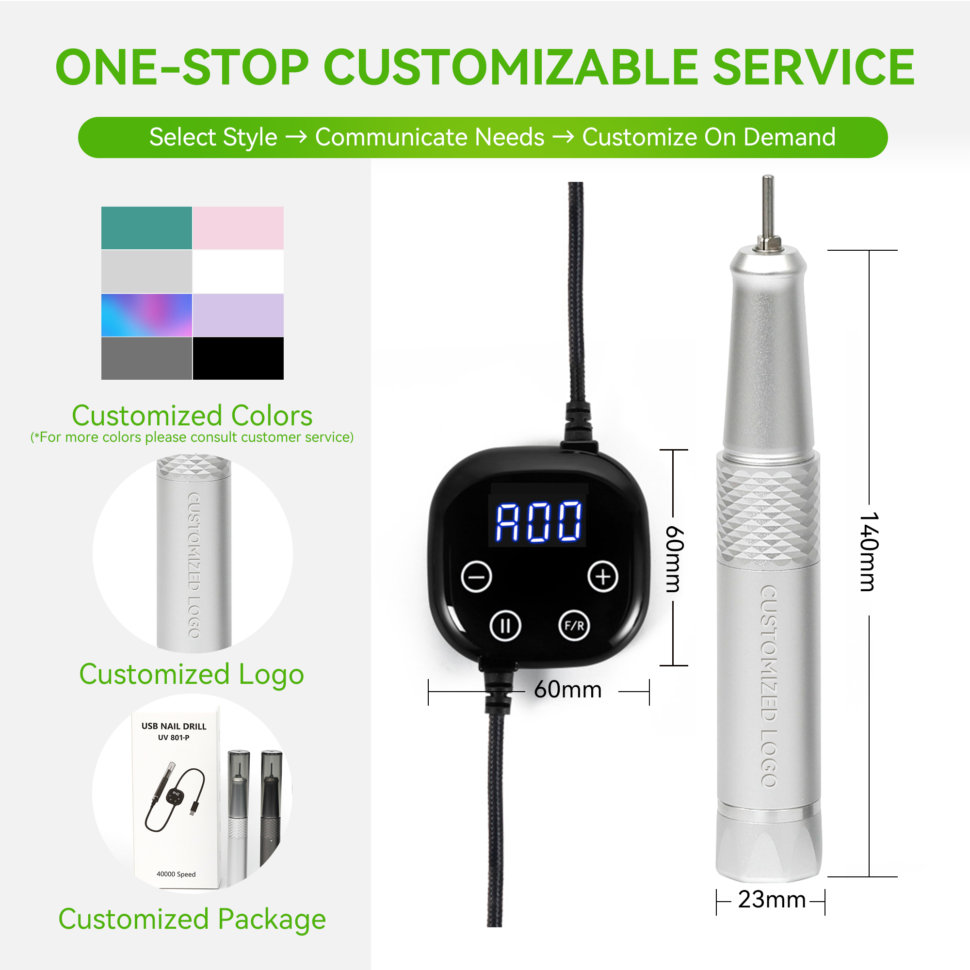 Chiyan Produces and Wholesales Customized Manicure Nail Drill Machine USB Portable Nail Drill Pen Touch Screen